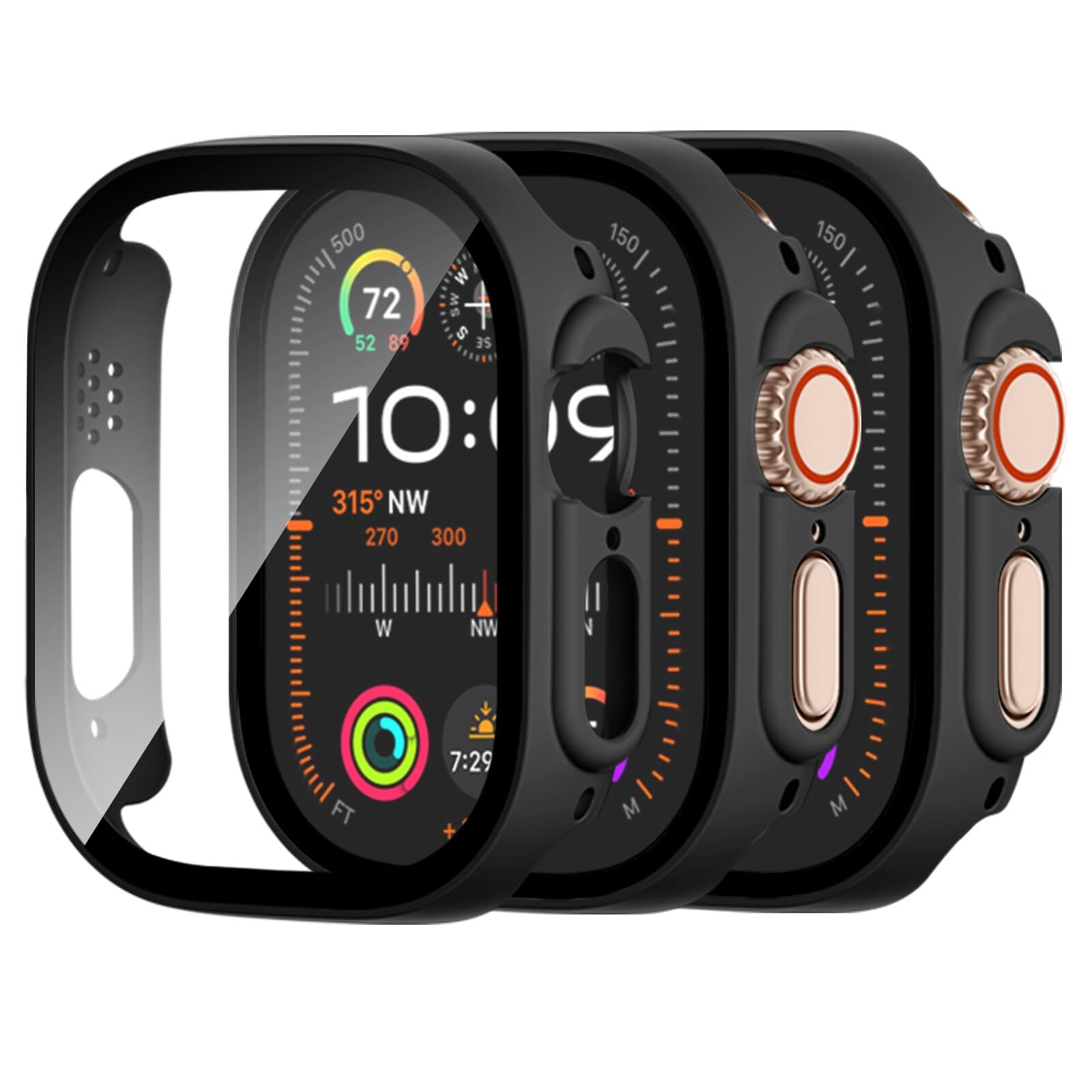 [3 Pack] Adorve Tempered Glass Case for Apple Watch Ultra/Ultra 2 Screen Protect