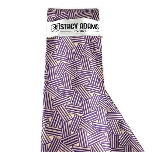 Stacy Adams Men's Tie and Hanky Set Purple Champagne 100% Microfiber Hand Made - Picture 2 of 3