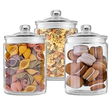 Glass Jars 64 ozCandy Jar with Lid For HouseholdFood Grade Clear Jars 3 Pack