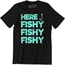 Here Fishy Fishy Men's T-shirt Funny Fisherman Angler Carp Fishing Gift Present