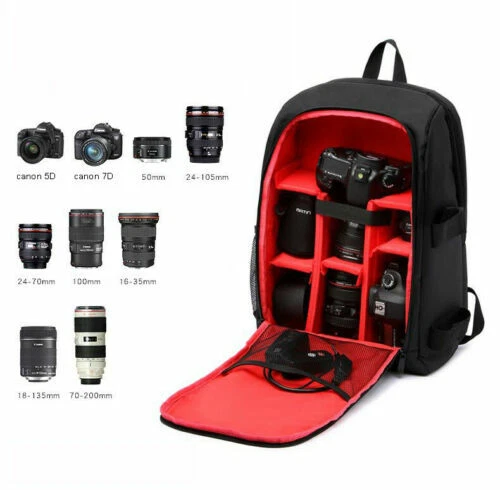 HUWANG DSLR Photo Camera Backpack Soft Bag Digital Laptop Bag for Canon Sony - Image 3 of 4