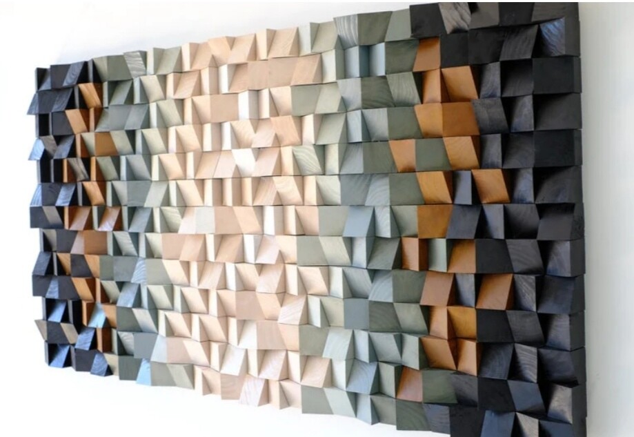acoustic sound diffuser panels, Mosaic wood wall art, 3d Sound diffuser ...