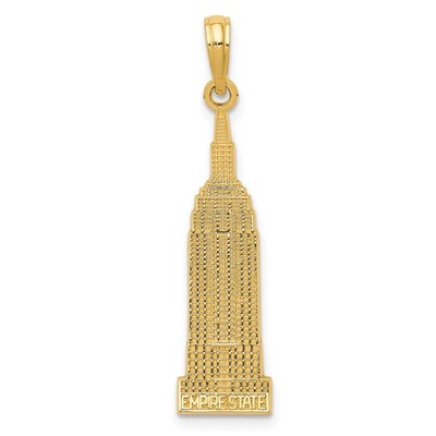14k Yellow Gold Solid Empire State Building Pendant NYC Skyline Charm
