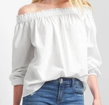 Gap White Poplin Off the Shoulder Shirt Blouse Women’s Large Boho Flowy