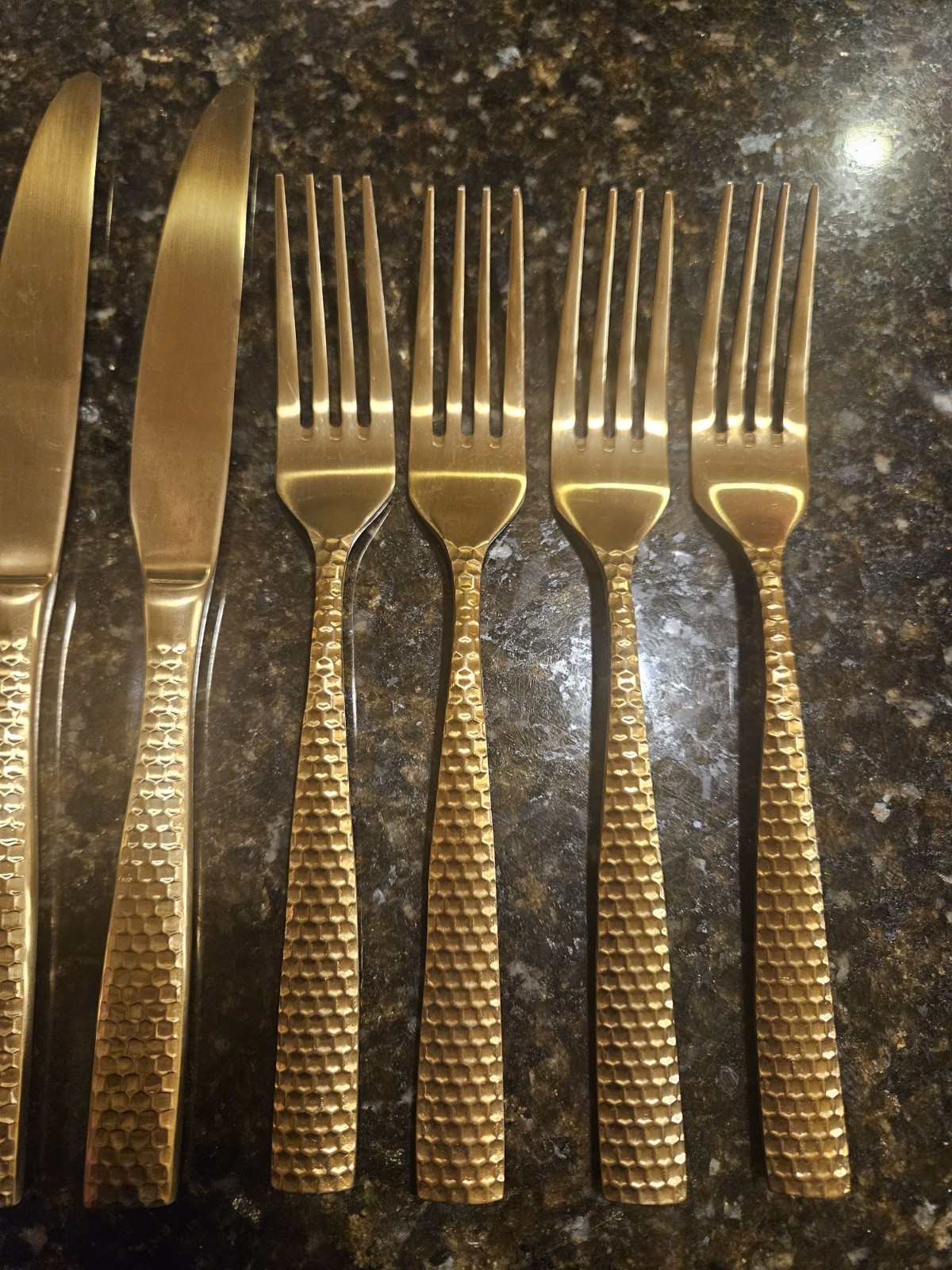 Rare Vintage 1 Set Of 4 Fortessa Lucca Gold Faceted Dinner Forks 8 Available 