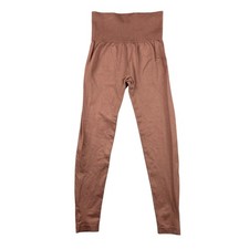 Seamless Ribbed High Waist Leggings Activewear Workout Fitness Rose Brown Size S