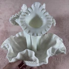 Vintage Fenton Hobnail Milk Glass Epergne 4-Piece Bowl Set Centerpiece READ