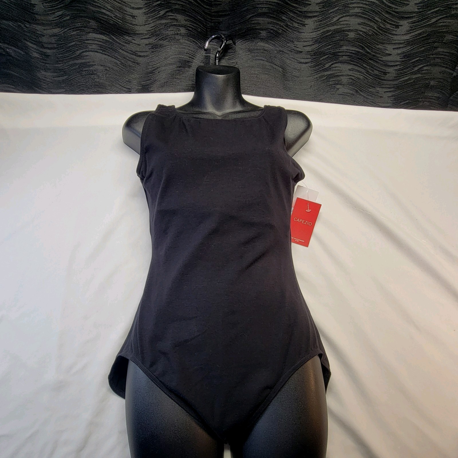 Capezio Classic High-Neck Tank Leotard Black High-Scoop Front & Back SZ. XL-A