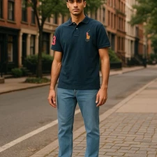 Polo Ralph Lauren Embroidered Big Flesh Pony Logo Number 3 Golf Shirt Men’s XL