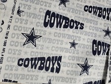 NFL Cowboys vintage fabric, 2 yds, 60" wide. cotton, 1998, Black And White