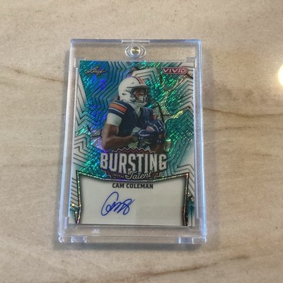 Cam Coleman 2025 Leaf Vivid Bursting with Talent Blue #9/10 Auto Texas Auburn  