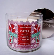 Bath & Body Works PEPPERMINT MARSHMALLOW Special Edition Large 3-Wick Candle