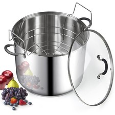 Cook N Home Water Bath Canner with Jar Rack & Glass Lid, Professional Stainless