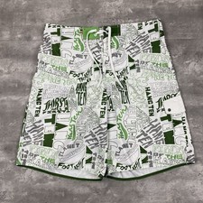 vintage HANG TEN swim shorts trunks Mens XL y2k look aop font green white