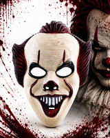 Horror Clown Maske Halloween Gruselmaske Weiß 30Cm KostüMmaske Mit Gummiband