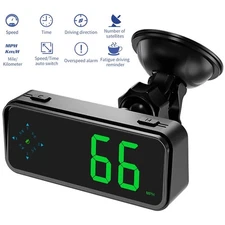 Digital GPS Speedometer Car HUD Head Up Display MPH KMH Compass Overspeed Alarm