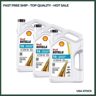 (3 pack) Shell Rotella T4 Triple Protection 15W-40 Diesel Engine Oil, 1 Gallon