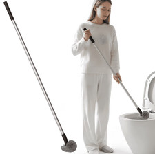 Curved Toilet Brush Long Handle Detachable 360  Deep Clean Bathroom Gray