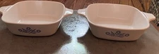 Set of 2 Corning Ware Blue Cornflower Petite Pan Casserole Dish 1 3/4 Cup