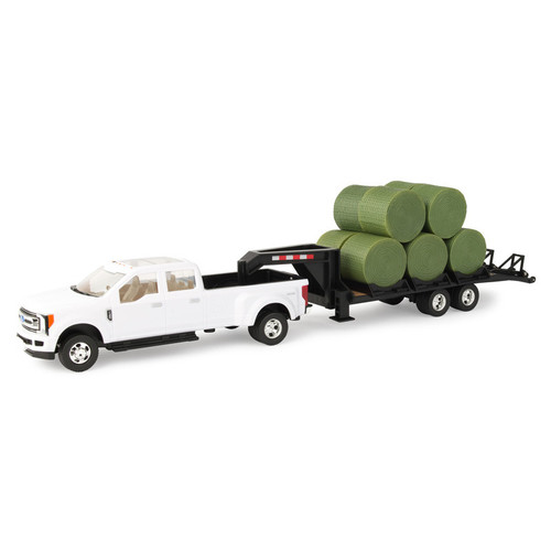 1/32 Ford F-350 Dually Pickup Truck w/ Trailer & Bales Ertl Tomy LP68114 46631 - Picture 1 of 2