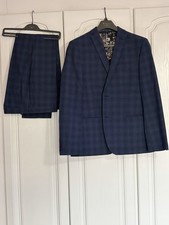 Men’s Ben Sherman Navy Checked Suit Trousers 34S Jacket 40R