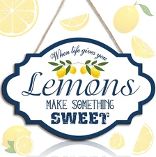 Lemon Wood Sign 12 X 7.9 Inches Rustic Lemons Make Something Sweet Wooden Wall D