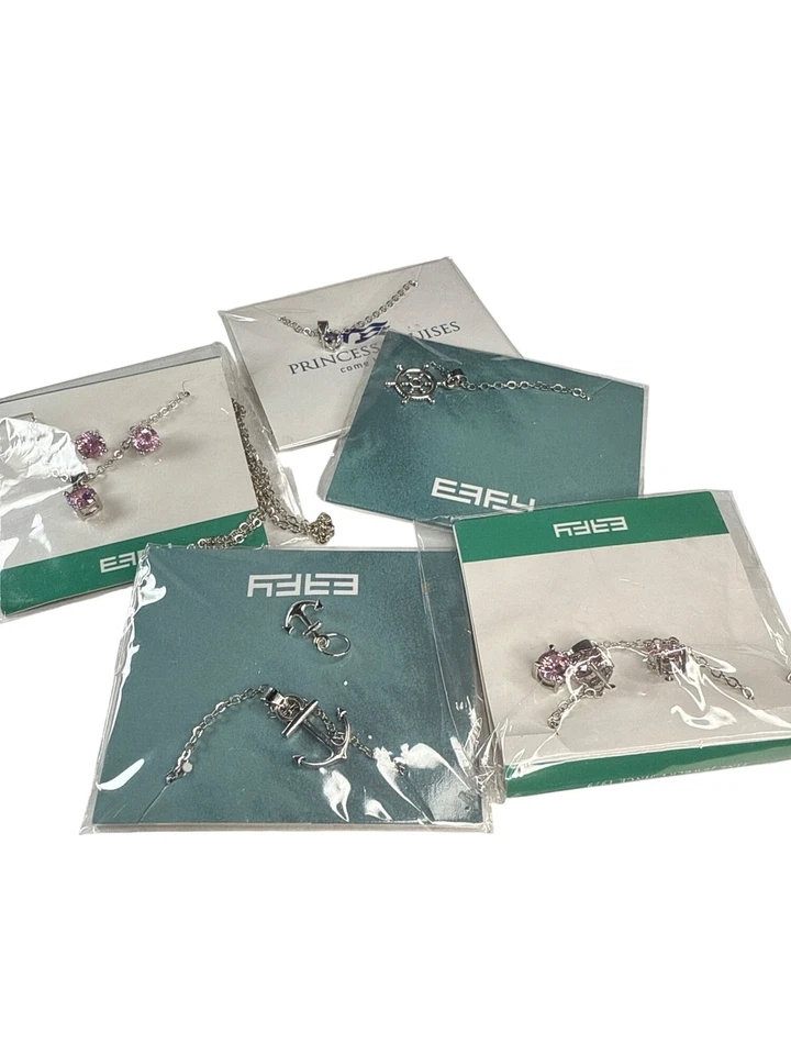 EFFY Princess Cruises Necklace & Earring Set Silver Tone Jewelry Lot of 5 - Image 2 of 4