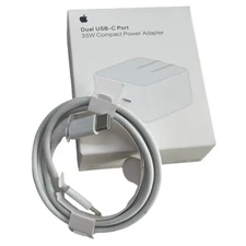 APPLE 35W USB-C DUAL POWER ADAPTER + OEM APPLE 60W 1M C TO C WOVEN CABLE (COMBO)