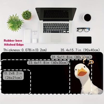 40*90cm XXL 35.43x15.75inch Gaming Mouse Pad with Cute Question Mark Duck Design