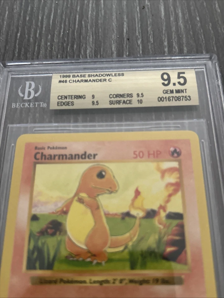 1999 Pokemon Shadowless Base Set Charmander #46 BGS 9.5 - Image 2 of 4