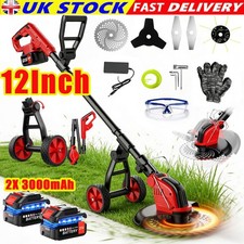 12''Foldable Cordless Grass Trimmer Strimmer Garden Edger Cutter 2x 3.0A Battery