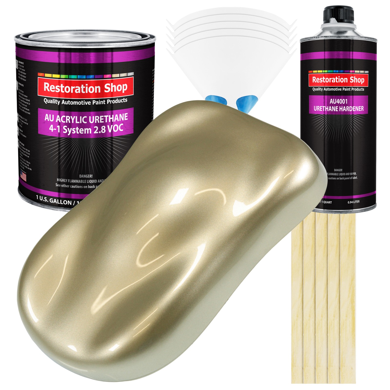 Restoration Shop Champagne Gold Metallic Acrylic Urethane Auto Paint Gallon Kit