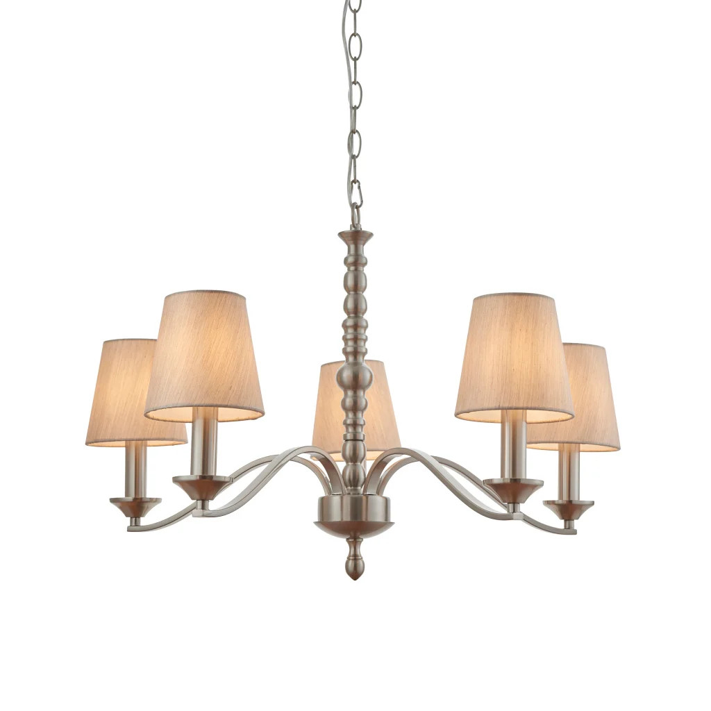 Ceiling Light Silver Astaire 5 Satin Nickel Endon ASTAIRE-5SN