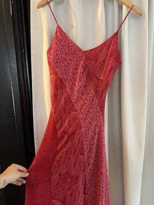 Vintage Y2K Positive Attitude 100% Silk Paisley Patchwork Maxi Slip Dress 10