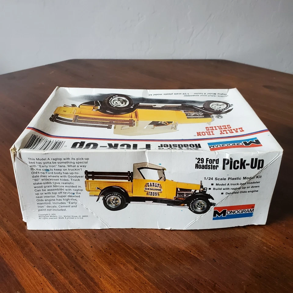 Monogram '29 Ford Roadster Pick-Up Early Iron Series 1:24 Model Kit VTG Open Box - Image 3 of 4