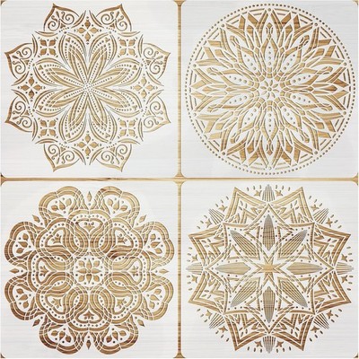 4 Große Schablone Mandala Stencil Schablonen Zeichnen Set, Kunststoff 