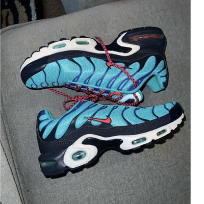 Nike Air Max Plus Blue/Black/Red/White Men's Low Top Mesh Athletic Sneakers