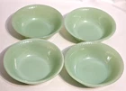 Vtg LOT of 4 Fire-King Jadeite Jane Ray Green Ribbed Fruit Dessert Bowl 4 7/8”