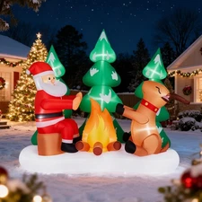 LEADZM 9FT Lighted Christmas Inflatable Decoration, Inflatable Santa