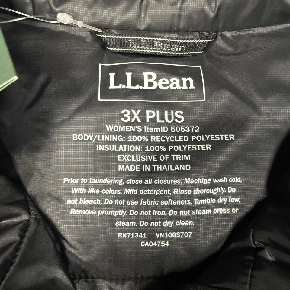 LL Bean PrimaLoft Packaway Black Jacket Full Zip Women's 3X Plus Lightweight - Image 3 of 4
