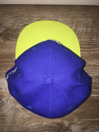 Kansas City Royals KC Blue Crew Snapback Hat Cap Neon Green Or Yellow - Picture 3 of 6