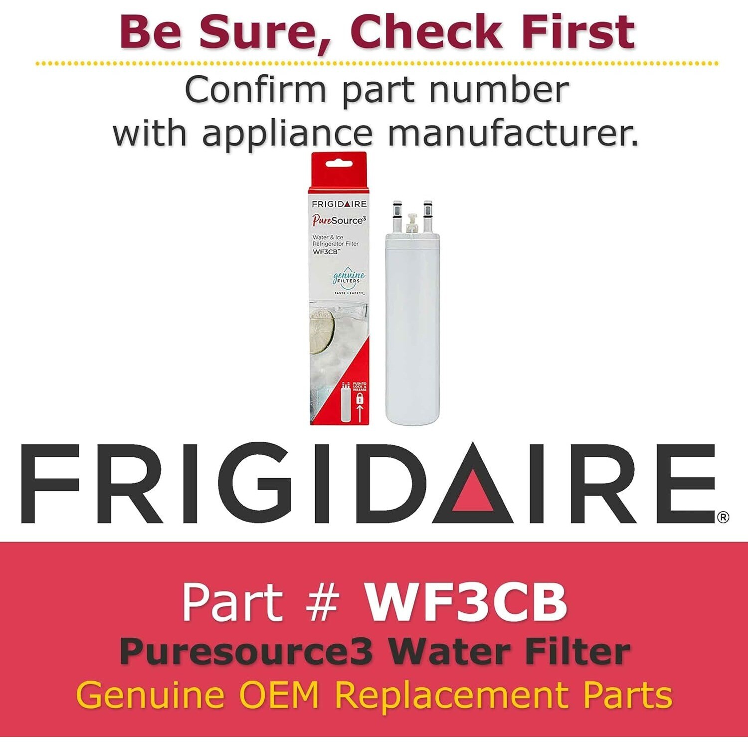 Frigidaire WF3CB Puresource3 Refrigerator Water Filter , White, 1 Count