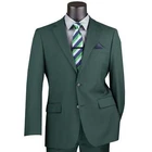 VINCI Men's Hunter Green 2-Button Suit w/ Adjustable Waistband, Reg-Fit - NEW
