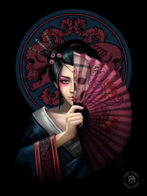 ANNE STOKES ART - GEISHA SKULL GIRL 3D PICTURE PRINT 300mm x 400mm