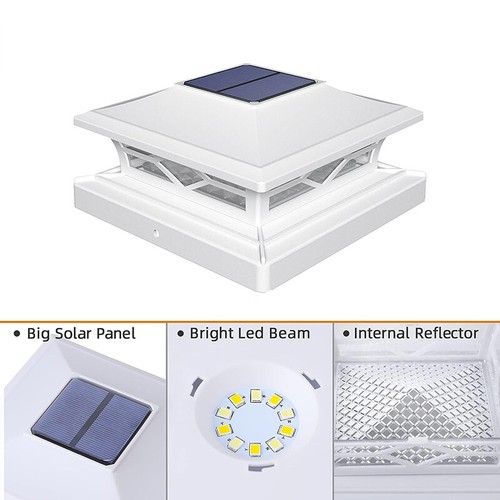2~10PCS Solar Post Deck Cap Lights Outdoor Fence Dock 4x4/6x6 LED Lamp PVC Vinyl - Picture 3 of 15