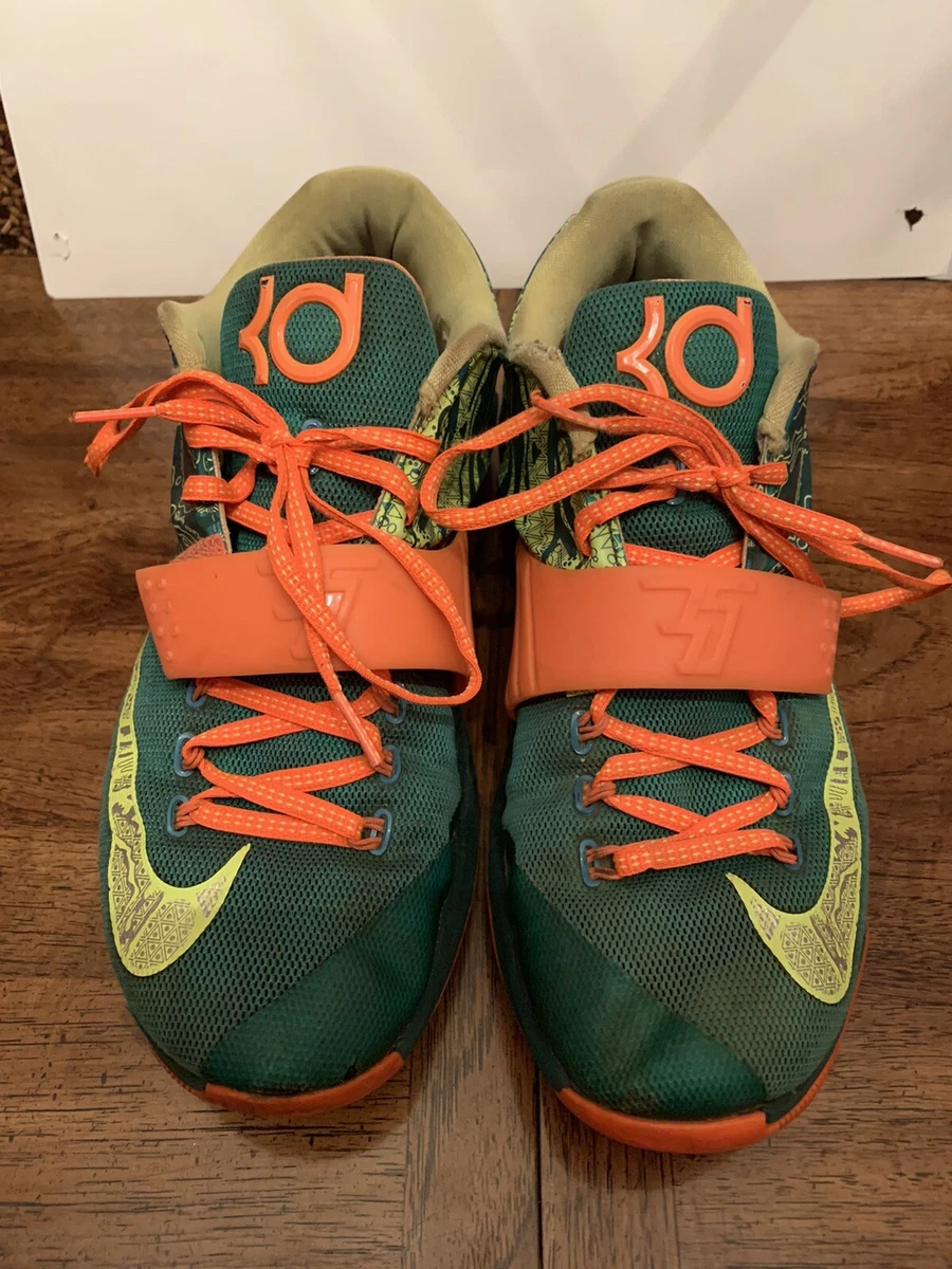 Size 10 Nike KD 7 Weatherman Green Orange Volt 2015 HOT Rare Kevin Durant