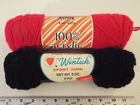2-lot-BLACK 2 OZ RED HEART WINTUK SPORT & RED 4 OZ MONTGOMERY WARD ACRYLIC YARN*