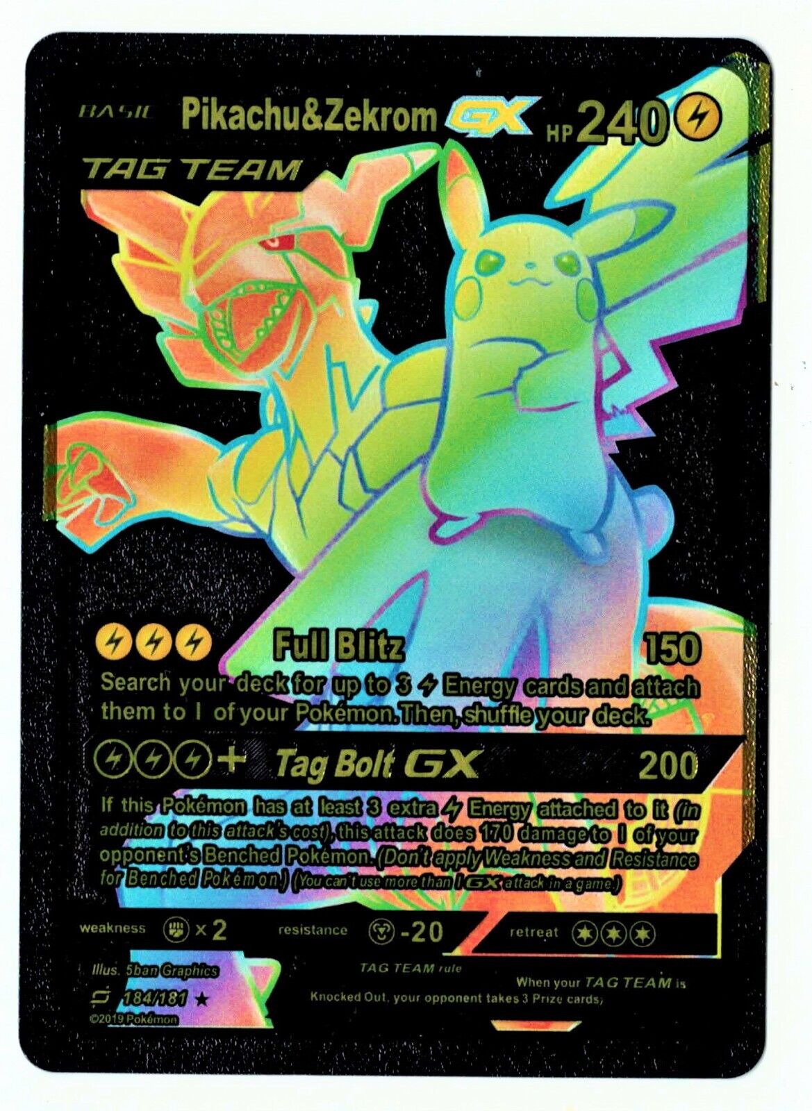 Pikachu & Zekrom GX - Team Up Pokémon card 184/181