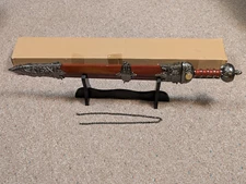 Fantasy Medieval Broadsword 22” Blade w/ ornate fancy fittings sheath scabbard