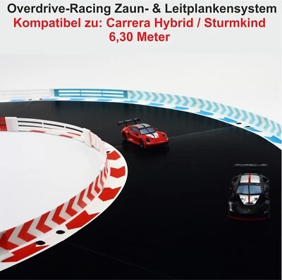 OVERDRIVE-RACING 6,30m Fangzaun für Carrera Hybrid Sturmkind - Bande Zaun Leiplanke Kurven Gerade